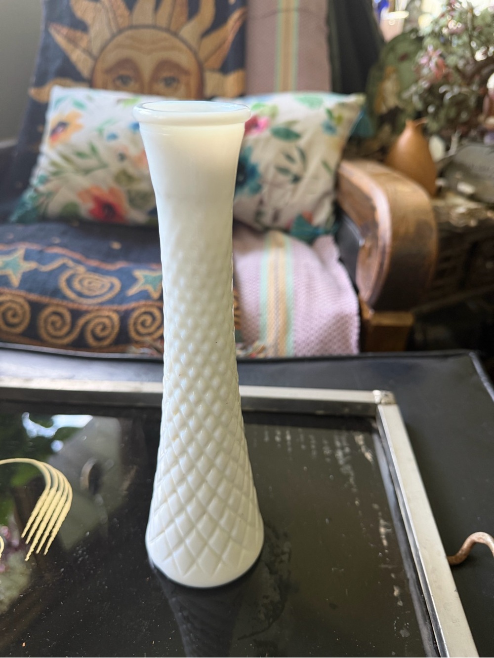 Vintage milk glass Bud vase